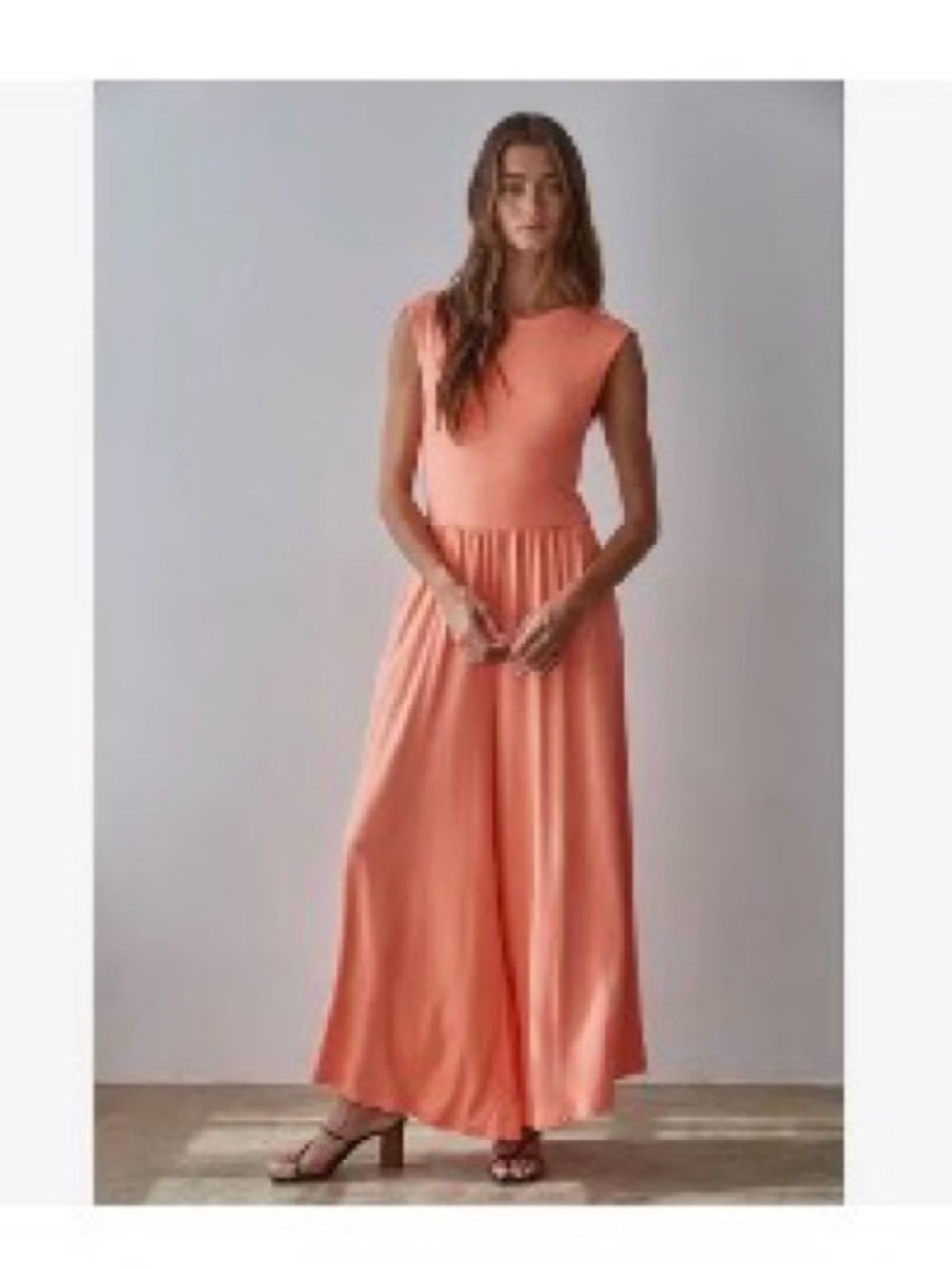 Sleeveless Wide-Leg Jumpsuit in Coral